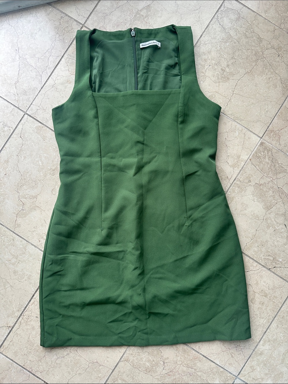 Abercrombie & Fitch Forest Green Square-Neck Mini Dress TALL
